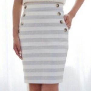 Loft - Gray/White Striped Sailor Skirt
